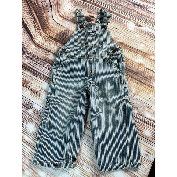 OshKosh B'gosh Other - Oshkosh B'Gosh Boys 18M Blue White Stripe Jean Denim Overalls Pants Vestbak